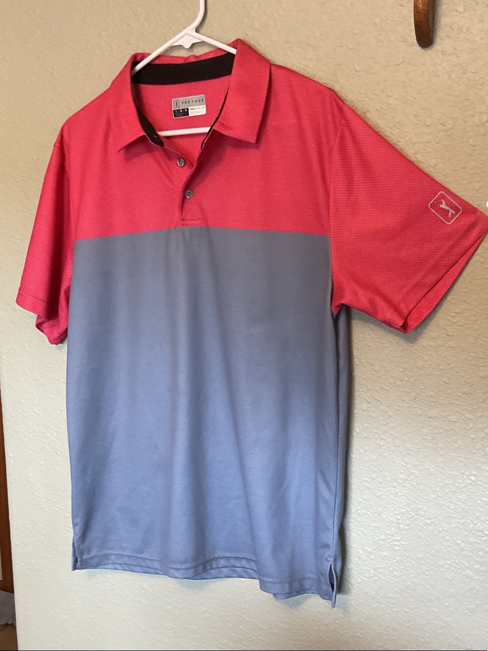 PGA Tour Proseries Men’s Large , red & gray Polo shirt Athletic Fit